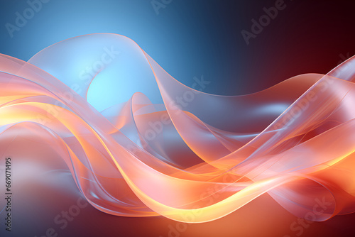 Abstract background with smooth fractal waves on blue background