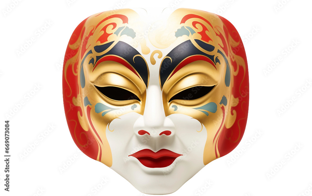 Captivating Culture: Japanese Noh Mask in Vibrant Colors Depicting Tradition on a Transparent Background