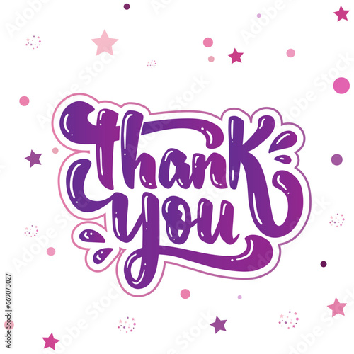 Thank you card, text or lettering. Vector script and handwritten typography. Thank you vintage style word for note, sign, banner. 