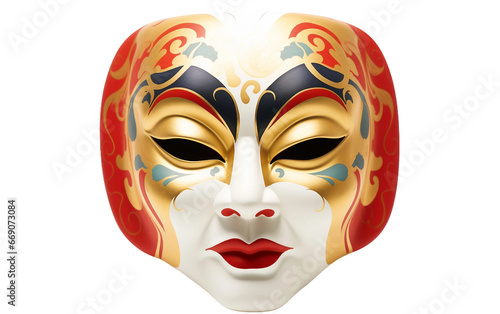 Captivating Culture: Japanese Noh Mask in Vibrant Colors Depicting Tradition on a Transparent Background