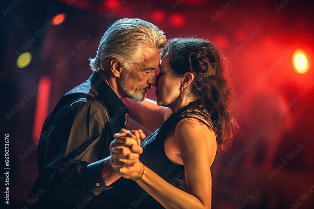 Couple in love dances tango. Passion, attraction