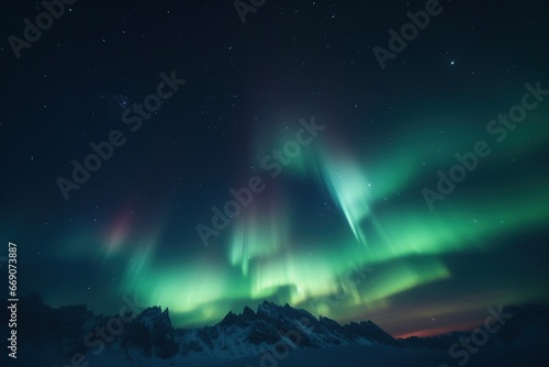 Northern lights in the night starry sky. Aurora
