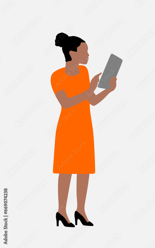 Happy urban businesswoman using tablet computer and working. Happy businesswoman using a digital tablet. Young businesswoman leader using a wireless tablet. Designer standing in his office. Happy urban businesswoman using tablet computer and working. Happy businesswoman using a digital tablet. Young businesswoman leader using a wireless tablet. Designer standing in his office.