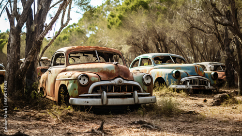 Abandoned and deteriorated old vehicles in Uruguay