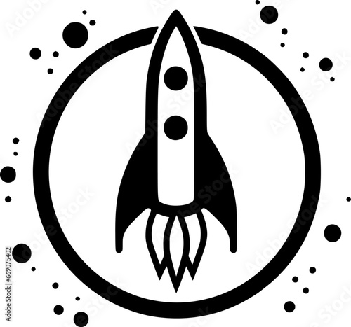 Rocket | Black and White Vector illustration