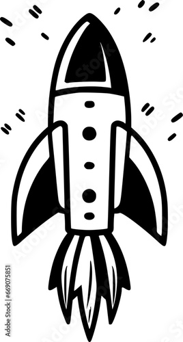 Rocket - Black and White Isolated Icon - Vector illustration