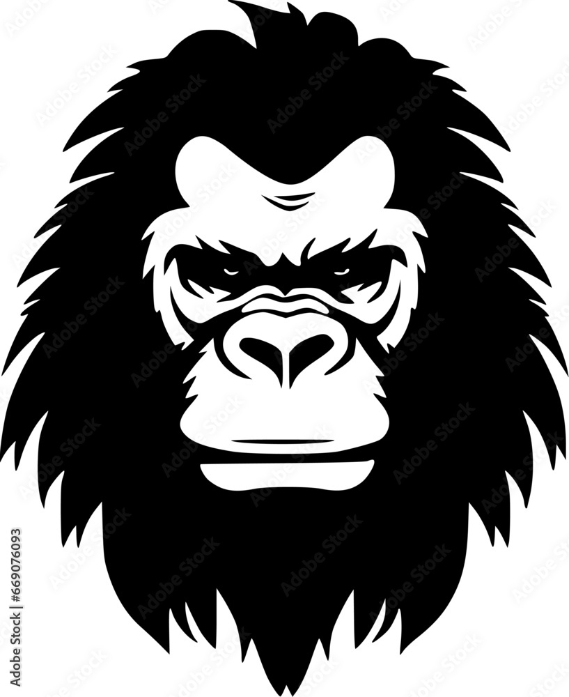 Gorilla | Black and White Vector illustration