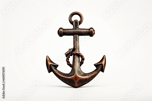 a brown anchor isolated on a white background photo