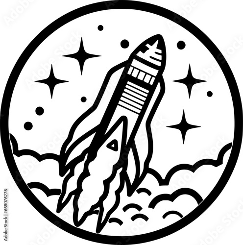 Rocket - Minimalist and Flat Logo - Vector illustration