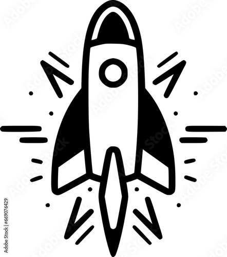 Rocket | Minimalist and Simple Silhouette - Vector illustration