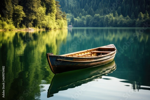 A boat at tranquil lake © Оксана Олейник