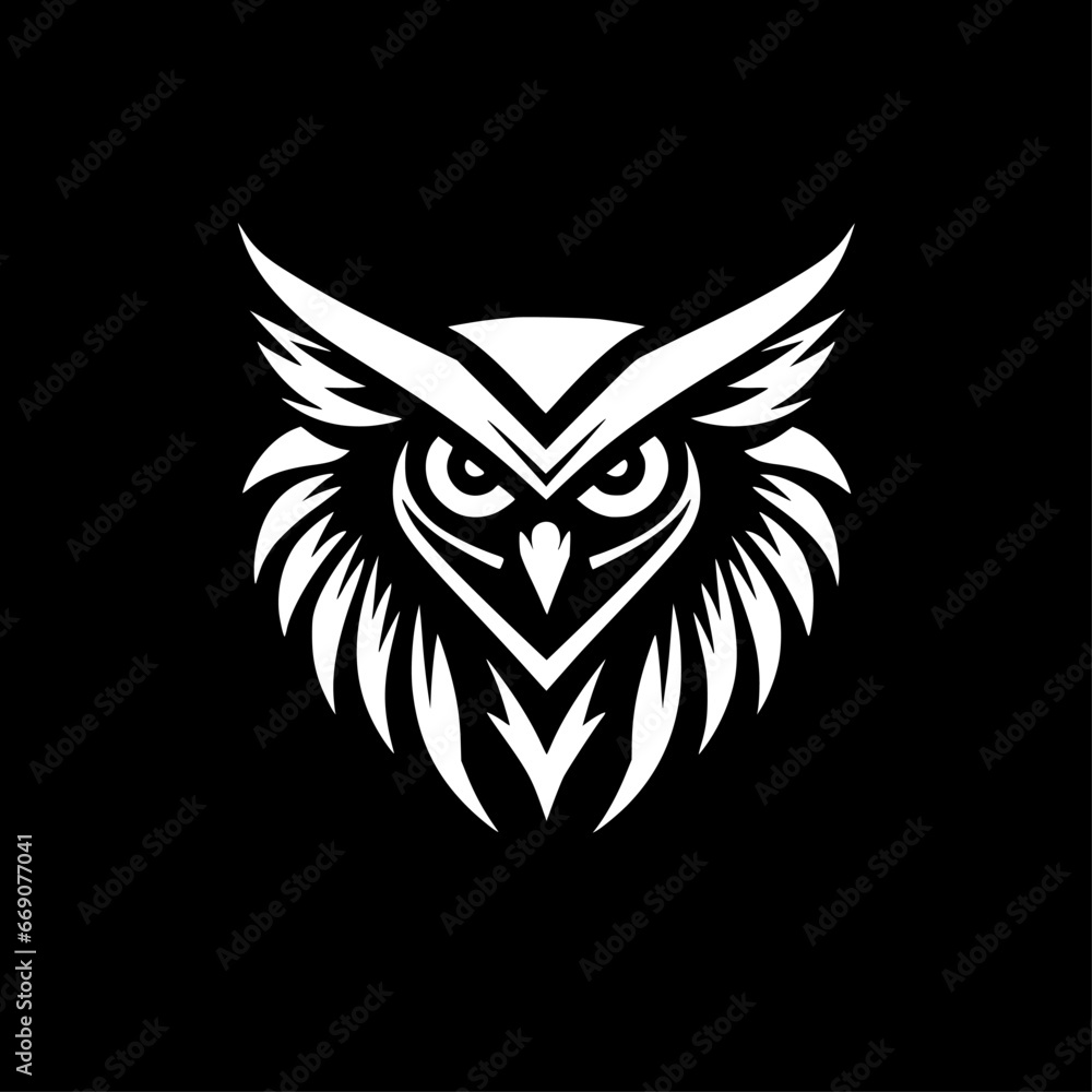 Obraz premium Owl - Black and White Isolated Icon - Vector illustration