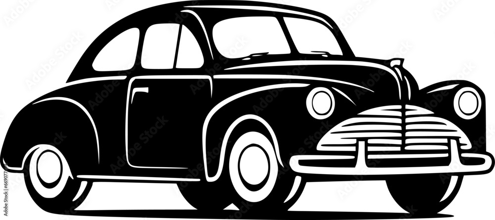 Car | Black and White Vector illustration