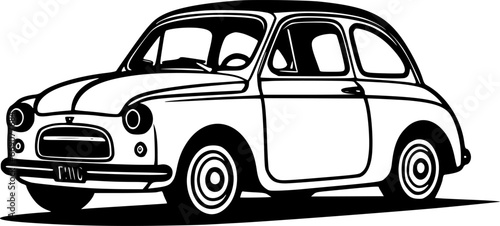 Car - Black and White Isolated Icon - Vector illustration