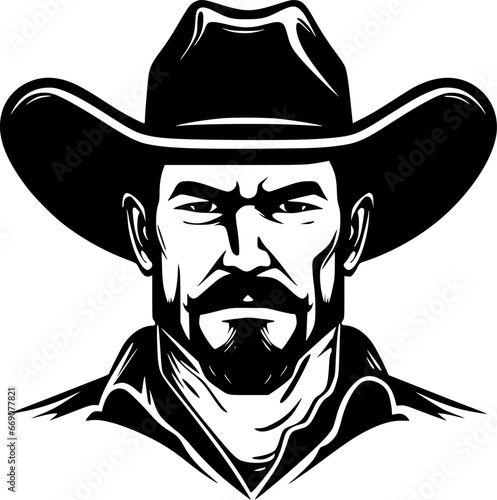 Cowboy | Black and White Vector illustration