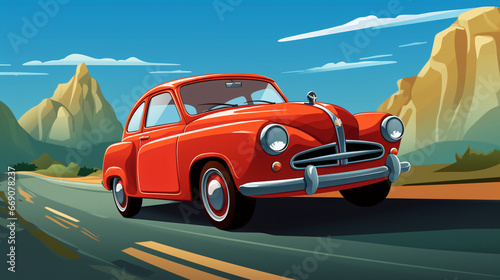 Illustration of a cartoon of a car. © franklin