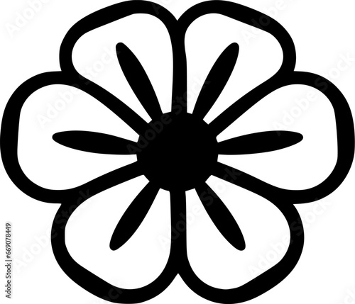 Flower - Black and White Isolated Icon - Vector illustration
