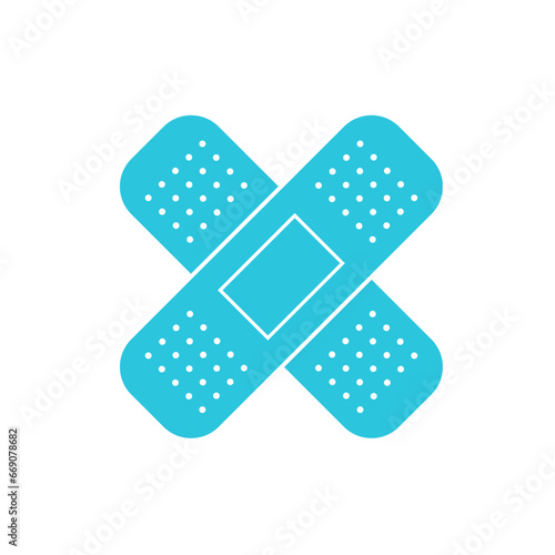 Classic plaster for wounds, symbol. Blue icon on white background. From blue icon set.