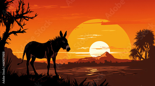 Illustration of a silhouette of a donkey