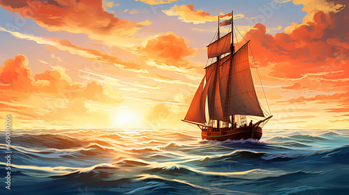 Illustration of a small sailboat
