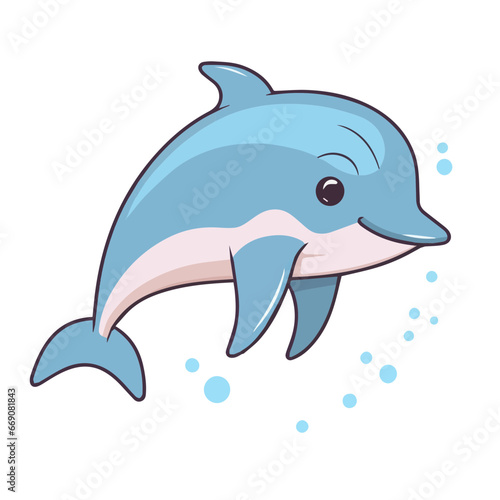 Vector Cartoon Dolphin Jumping Transparent SVG, Cute Nursery Decor Clip Art for Children's Room and Crafts