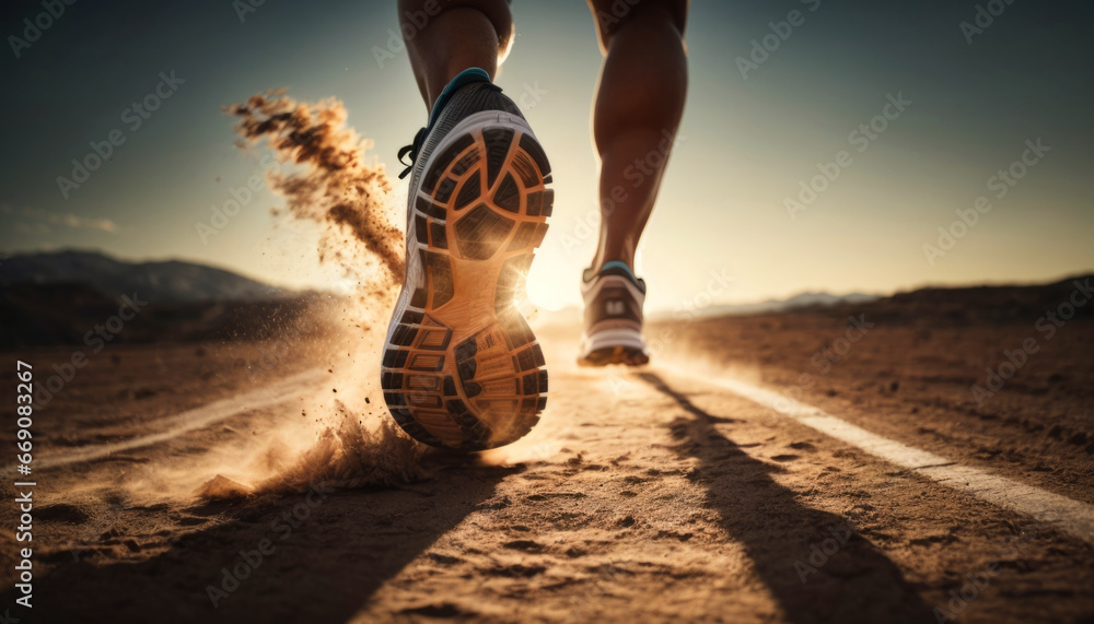 Start of runner running to success and goal concept