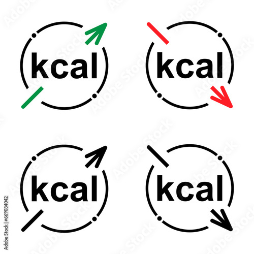 Set of Calories healthy diet icon, nutrition food low sign, kcal zero web vector illustration