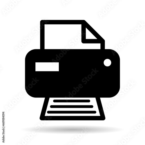 Printer document web shadow icon, printout machine technology flat sign vector illustration