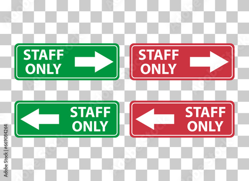 Set of Only staff icon, danger zone symbol, safety entry person sign vector illustration