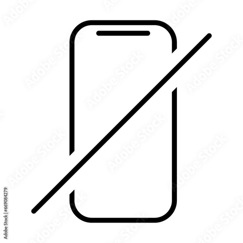 Mobile forbidden icon, no use phone sign, ban smartphone label vector illustration