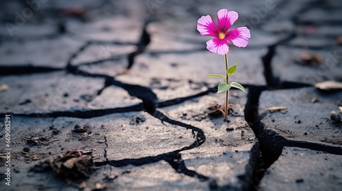 Flower grows from the asphalt