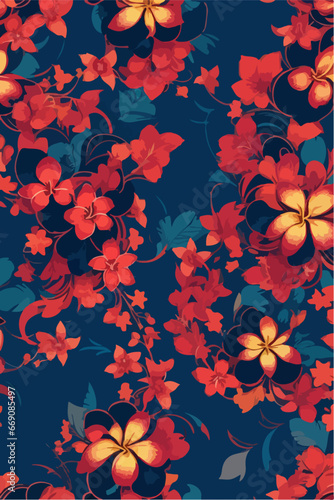 Frangipani Blossoms  2D Flat Vector Patterns with Floral Beauty