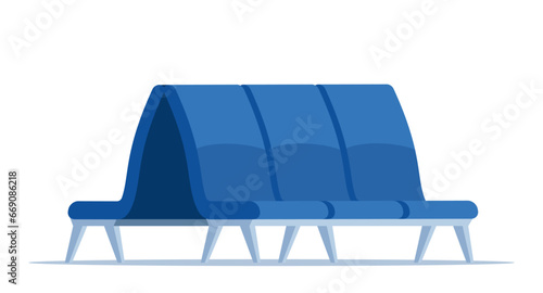 Empty rows of seats, element of airport lounge interior. Terminal waiting room triple seats. Departure lounge chairs. Vector illustration. photo