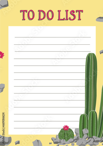 daily to do list with cactus