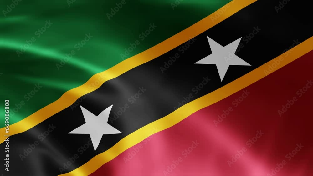 Saint Kitts and Nevis flag is waving 3D animation. Saint Kitts and Nevis flag waving in the wind. National flag of Saint Kitts and Nevis. Flag seamless loop animation 4k Saint Kitts and Nevis flag is waving 3D animation. Saint Kitts and Nevis flag waving in the wind. National flag of Saint Kitts and Nevis. Flag seamless loop animation 4k