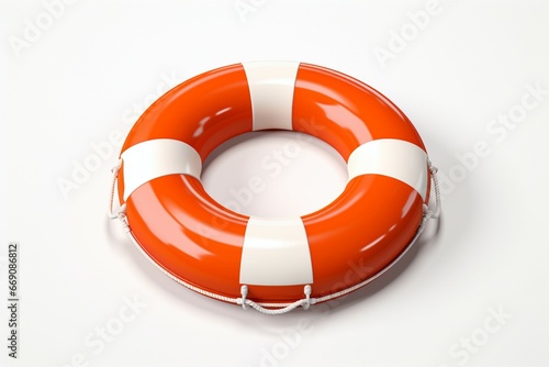 A 3D rendering of a life buoy, isolated against a clean white backdrop