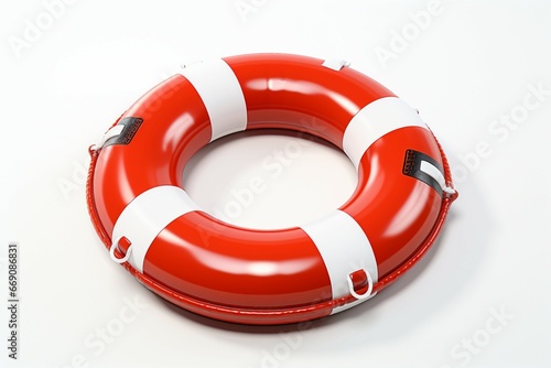 A 3D rendering of a life buoy, isolated against a clean white backdrop