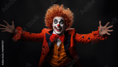 Portrait of a happy clown on a dark background © terra.incognita