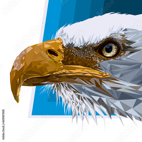 Eagle head with gradien blue background