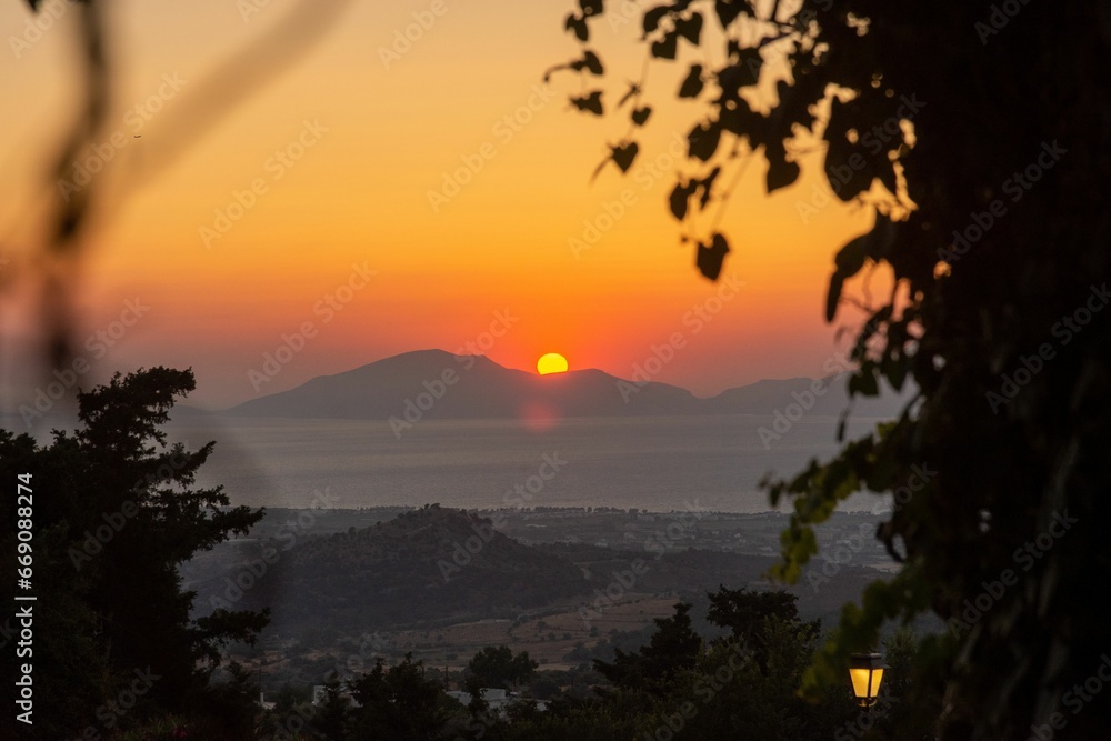 Sunset over Pserimos island, Kos, Dodecanese, Greece