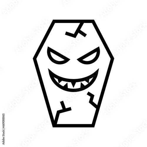 icon coffin devil smile halloween, Halloween icon, Spooky, Scary, Horor, Simple and Minimalist icon