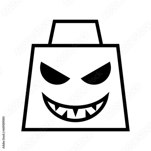 icon devil shopping bag halloween, Halloween icon, Spooky, Scary, Horor, Simple and Minimalist icon