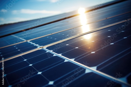 solar energy  solar photovoltaic panels for renewable electric production  Solar power plant panel close-up view background  AI Generated