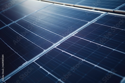 Solar panel  photovoltaic  alternative electricity source  selective focus  Solar power plant panel close-up view background  AI Generated