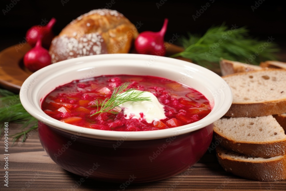 Red borscht with sour cream Red borscht with sour cream