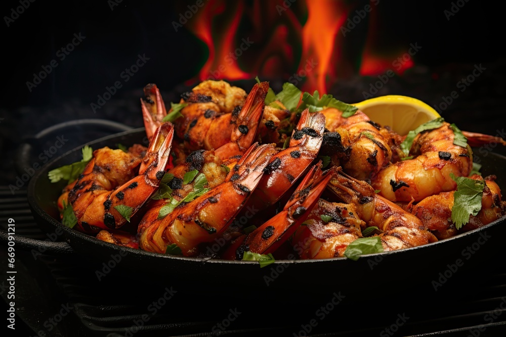 Grilled shrimp with lemon