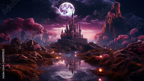 Purple Moonlit Castle