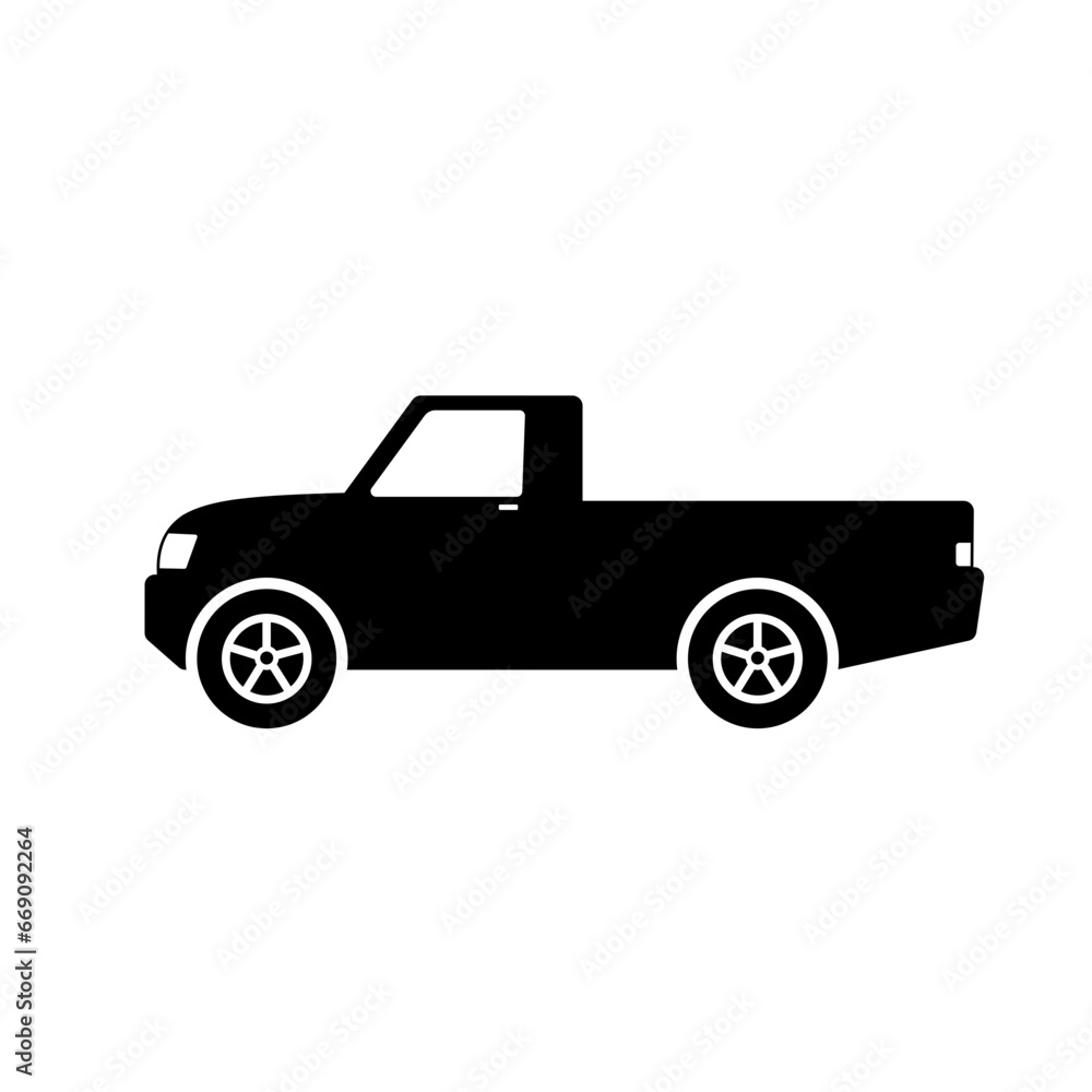 Pickup car icon vector. Countryside delivery car silhouette for icon, symbol and sign. Pickup car for transportation, shipment, delivery, package or transit