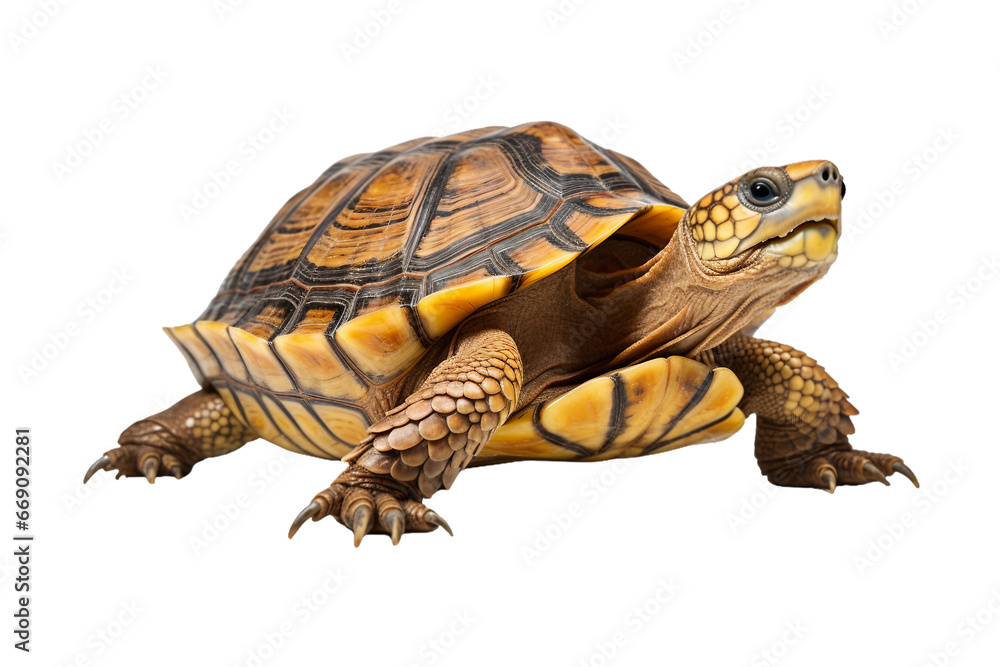 Obraz premium full body turtle isolated on a transparent background, isolated close up box turtle. Generative AI