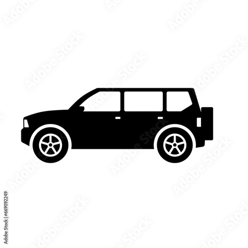 SUV car icon vector. Sport utility vehicle silhouette for icon, symbol or sign. SUV car graphic resource for transportation or automotive © Moleng